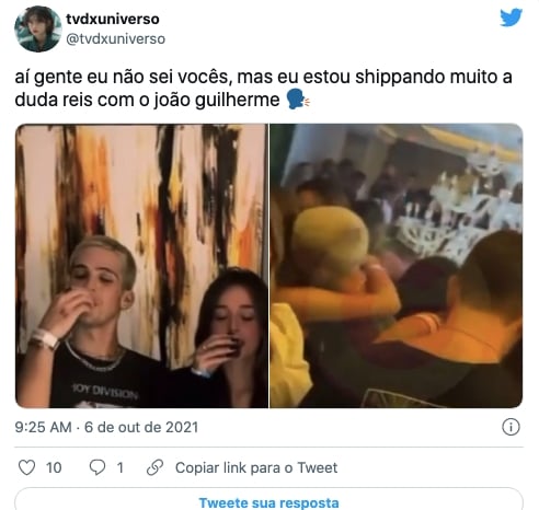 De acordo com Gossip do Dia, João Guilherme estava com Duda Reis (Reprodução)