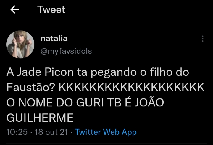 Comentário sobre Jade Picon e filho do Faustão (Foto: Reprodução)