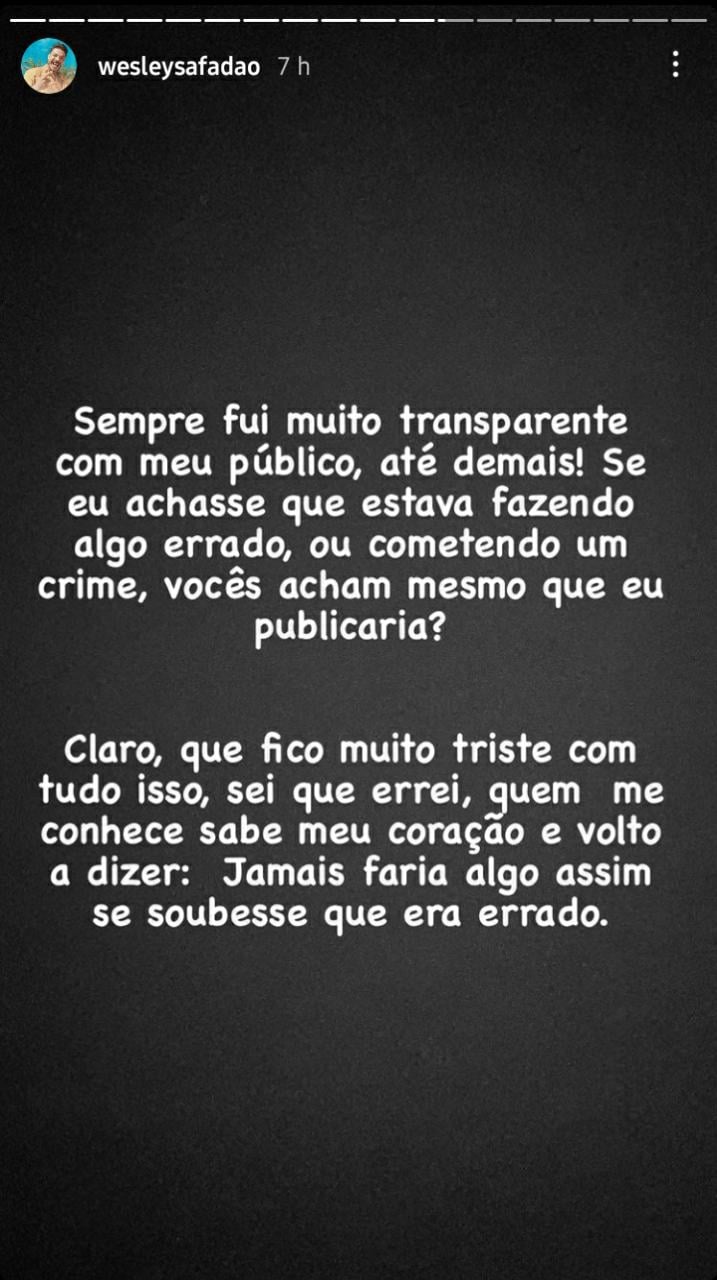 última parte dos stories do cantor (Foto: Reprodução/ Instagram)