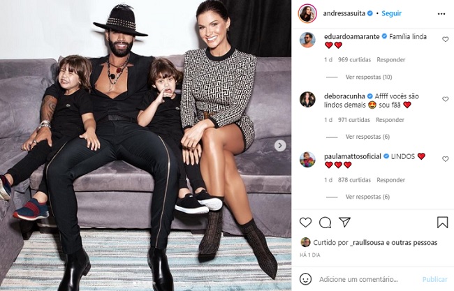 Andressa Suita compartilha foto com a família completa - Reprodução