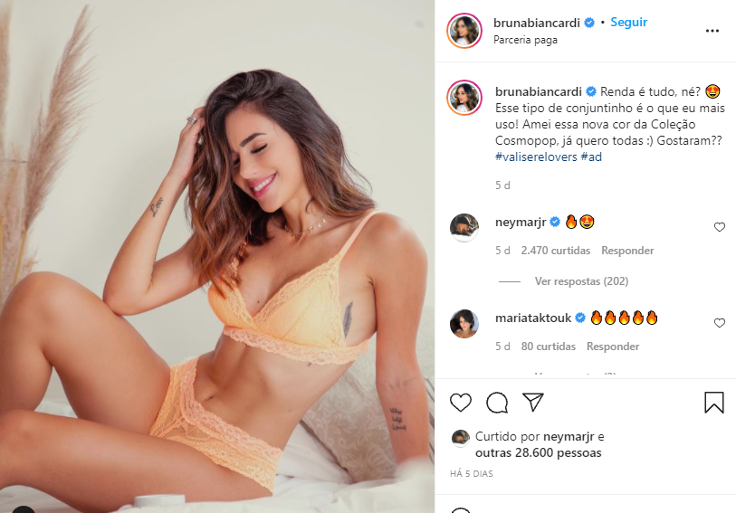 Após suposta separação, Neymar comenta foto de Bruna Biancardi e ascende alerta de volta (Foto: Reprodução)