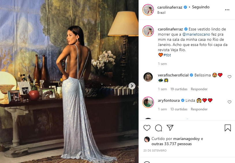 Em foto nas redes sociais, Carolina Ferraz prova todo seu sucesso (Foto: Reprodução)