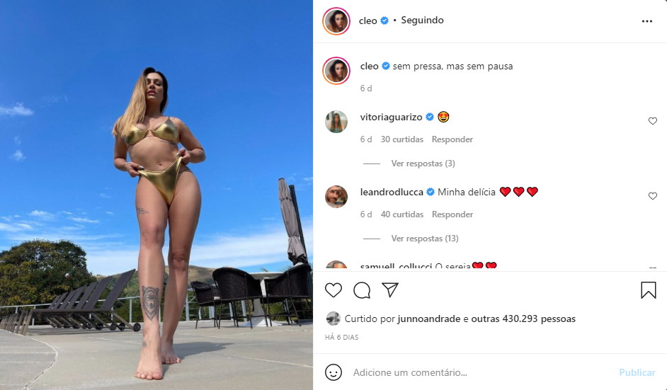 Cleo posta foto ousada nas redes sociais (Foto: Reprodução)