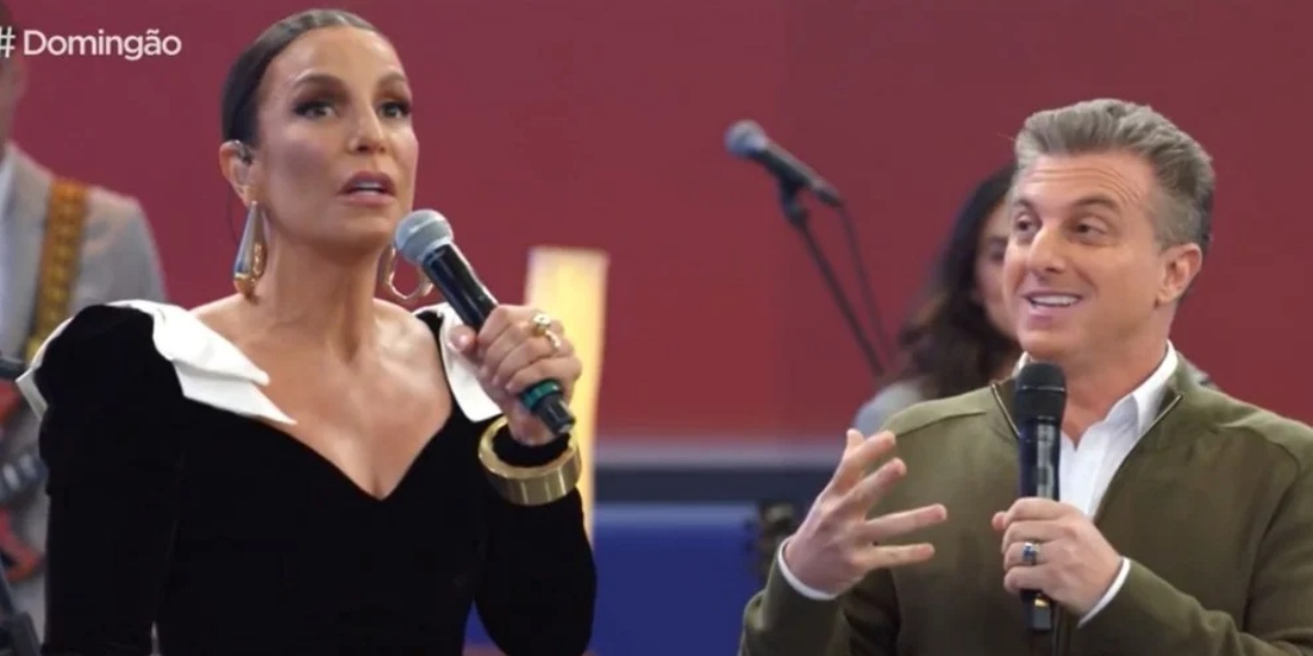 Ivete Sangalo e Luciano Huck no Domingão da Globo (Foto: Reprodução)