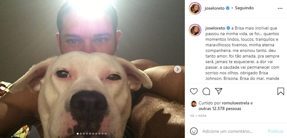 José Loreto se despediu de sua cachorrinha de estimação (Foto: Reprodução)