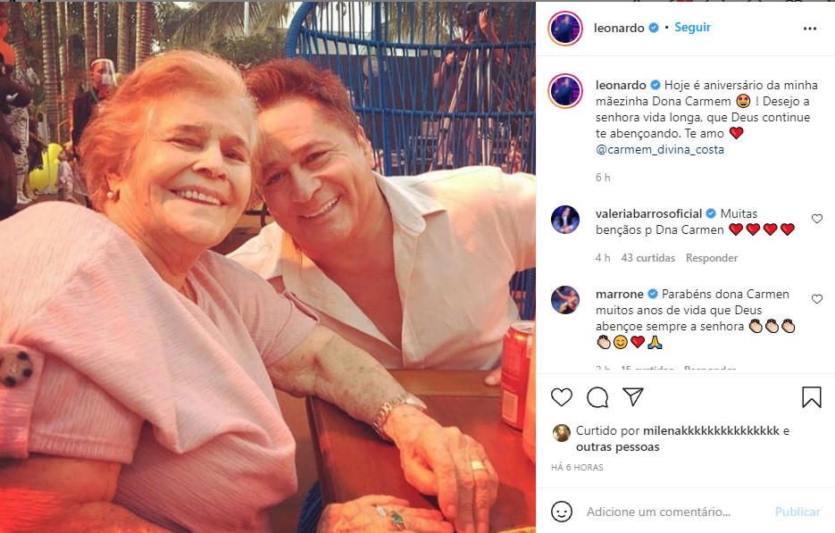 Leonardo e a mãe, Dona Carmem - Foto: Reprodução