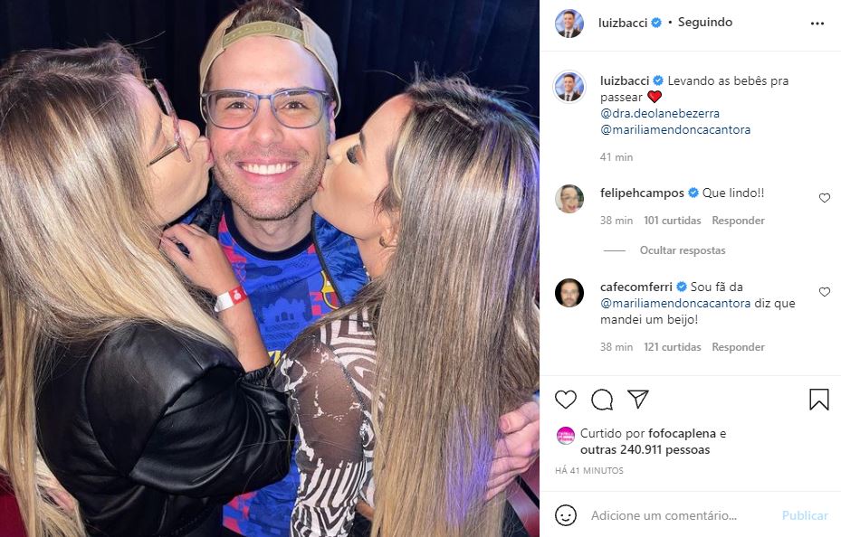 Luiz Bacci aparece em festa com Deolane Bezerra e Marília Mendonça (Foto: Reprodução)