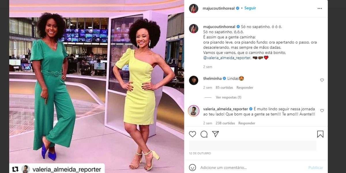 "A gente se tem", Maju Coutinho expõe relação com famosa da Globo e escancara sentimentos: "Ao teu lado"