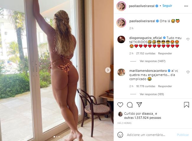 Paolla Oliveira ganhou recado de Diogo Nogueira em clique sensual (Foto: Reprodução/Instagram)