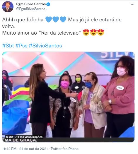 Patrícia Abravanel se emocionou com relato de senhora do "Programa Silvio Santos" (Foto: Reprodução/Twitter/SBT)