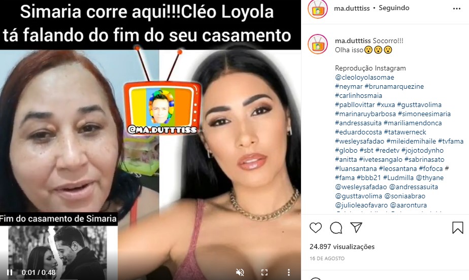 Cleo Loyola decidiu atacar Simaria e falou sobre o fim de casamento (Foto: Reprodução)