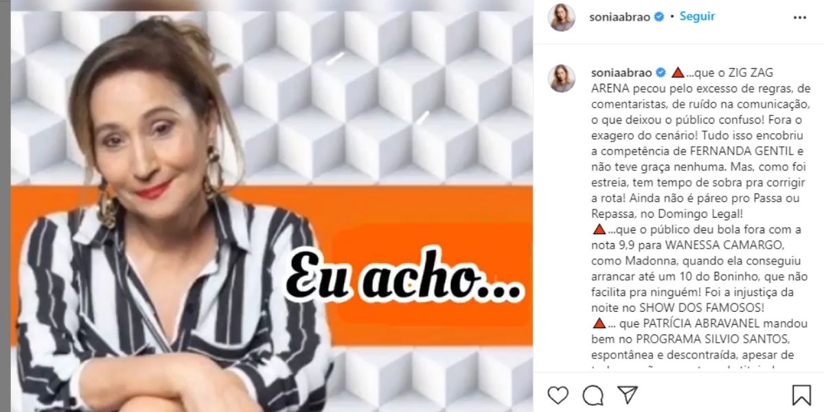 "Não teve graça nenhuma", Sonia Abrão destrói estreia de Fernanda Gentil, explode e detona recado: "Acorda"