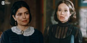 Teresa Cristina surpreende Luísa em Nos Tempos do Imperador (Foto: Montagem/TV Foco/ Reprodução/Globo)