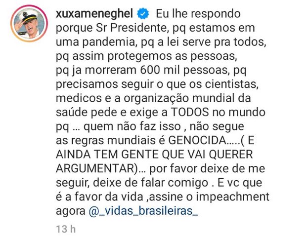 Xuxa usou as redes sociais para detonar Bolsonaro (Foto: Reprodução)