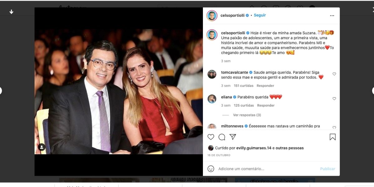 Celso Portiolli expõe textão para esposa (Foto: Reprodução)