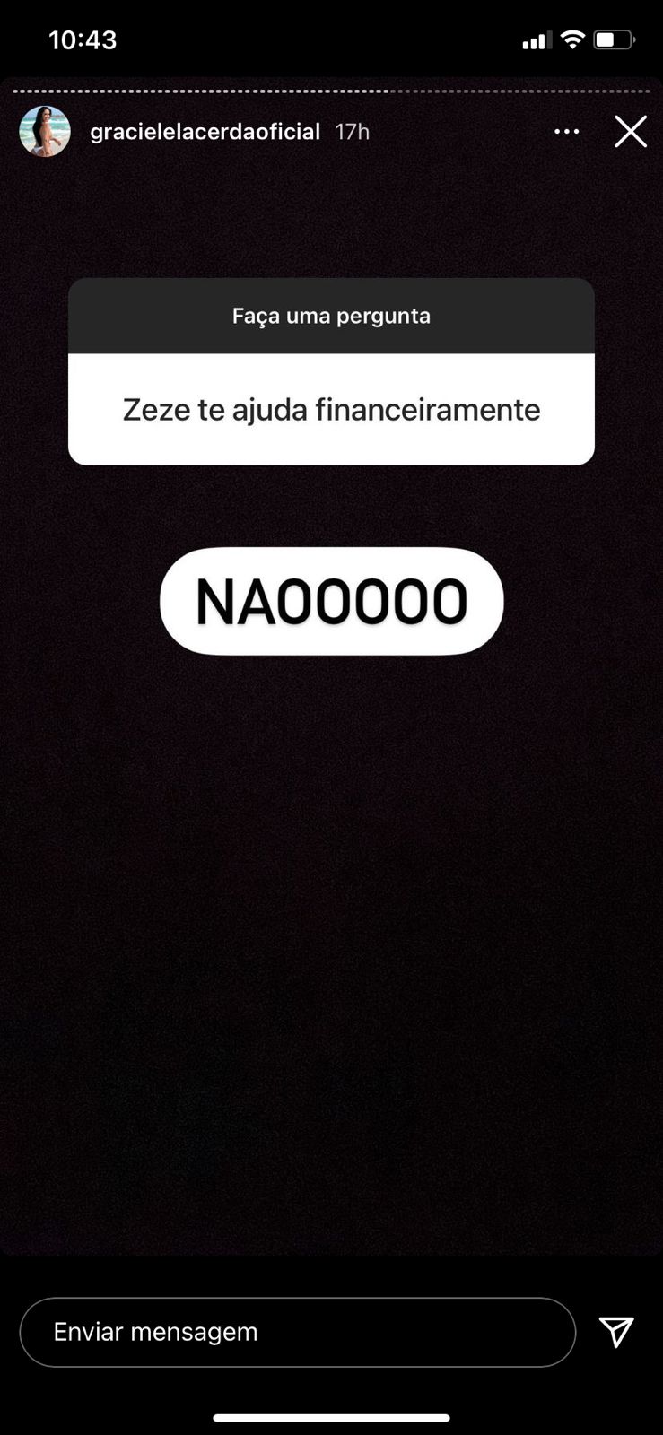 De acordo com Graciele Lacerda, Zezé não a ajuda financeiramente (Reprodução)