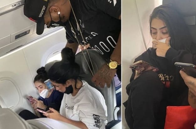 MC MIrella,ex-fazendeira da Record em avião (Reprodução) 