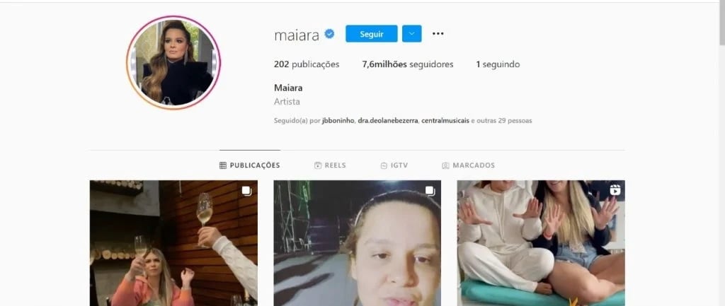 Maiara está seguindo apenas Marília Mendonça no Instagram (Imagem: Reprodução)