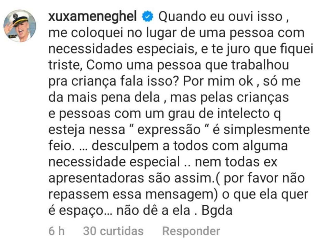 Xuxa detonou críticas de Mara Maravilha (Foto: Reprodução/Instagram)