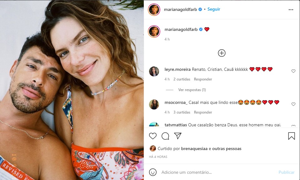 Mariana Goldfarb exibe momento romântico com Cauã Reymond - Foto: Reprodução