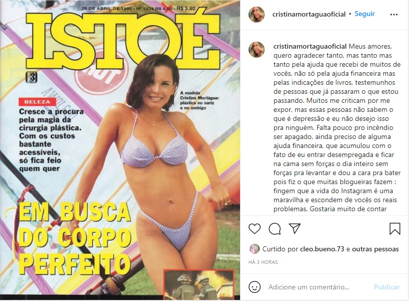 Cristina Mortágua, ex de Edmundo, faz apelo nas redes sociais (Foto: Reprodução)