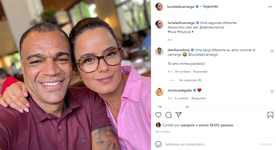 Denílson pocou com Luciele Di Camargo (Foto: Reprodução/ Instagram)