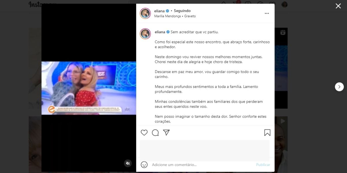 "Hoje choro", Eliana perde o chão com morte, expõe textão avassalador e desmorona: "O tamanho desta dor"