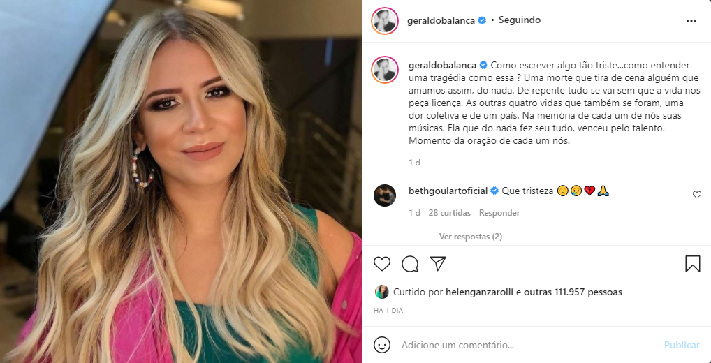 Geraldo Luís surpreendeu ao fazer uma declaraçaõ sobre a morte de Marília Mendonça (Foto: Reprodução)