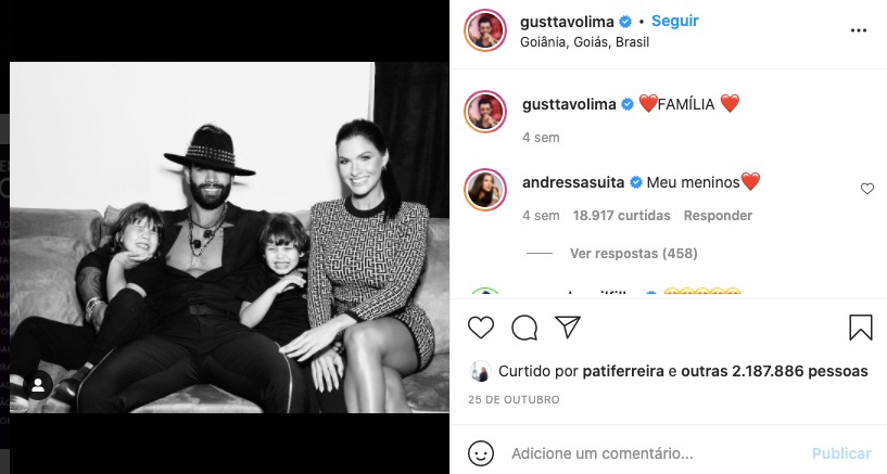 Gusttavo Lima mostra família completa - Reprodução