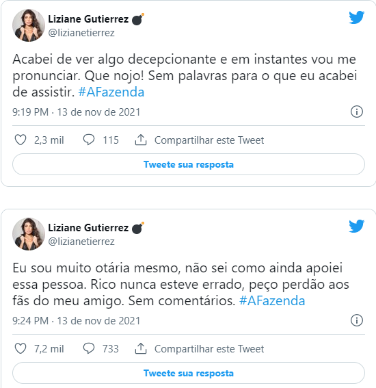 Liziane se pronuncia sobre fala de Dayane (Foto: Reprodução)