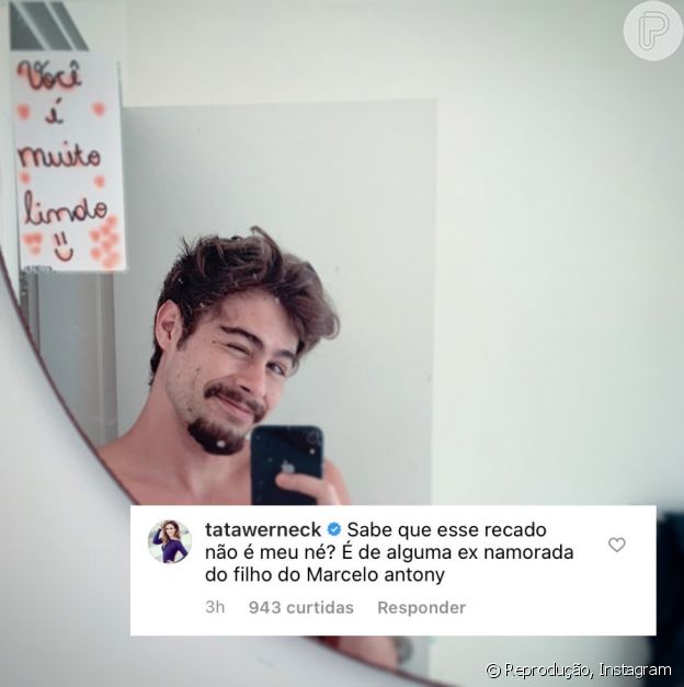 Rafa Vitti exibe selfie com o recadinho do espelho (Foto: Instagram)