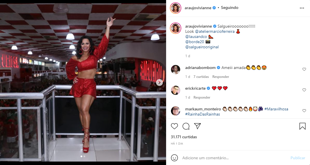 Viviane Araújo posta foto provocante nas redes sociais (Foto: Reprodução)