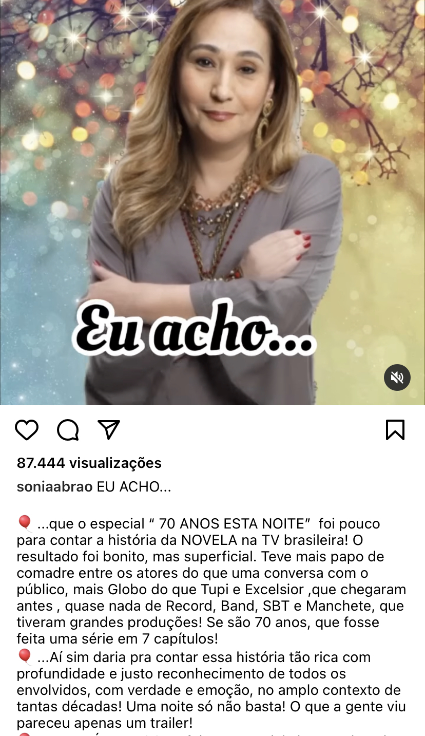 “Superficial”, Sonia Abrão expõe o que pensa sobre programa da Globo e solta o verbo: “Não basta”