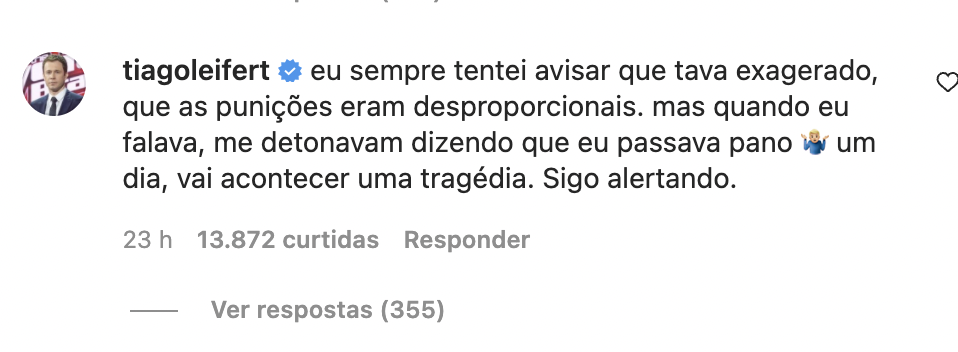 Tiago Leifert também deixa comentário na publicação ( Foto: Reprodução/ Instagram)