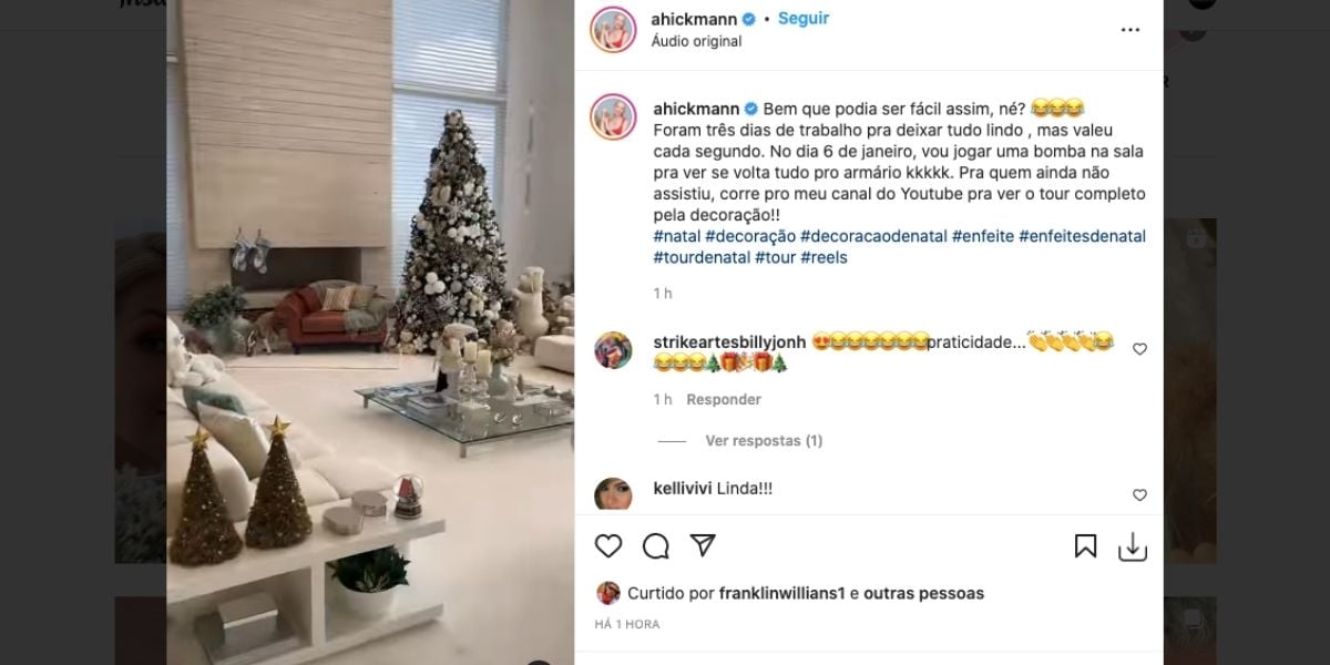 De acordo com Ana Hickmann, decoração é em homenagem ao marido (Reprodução)