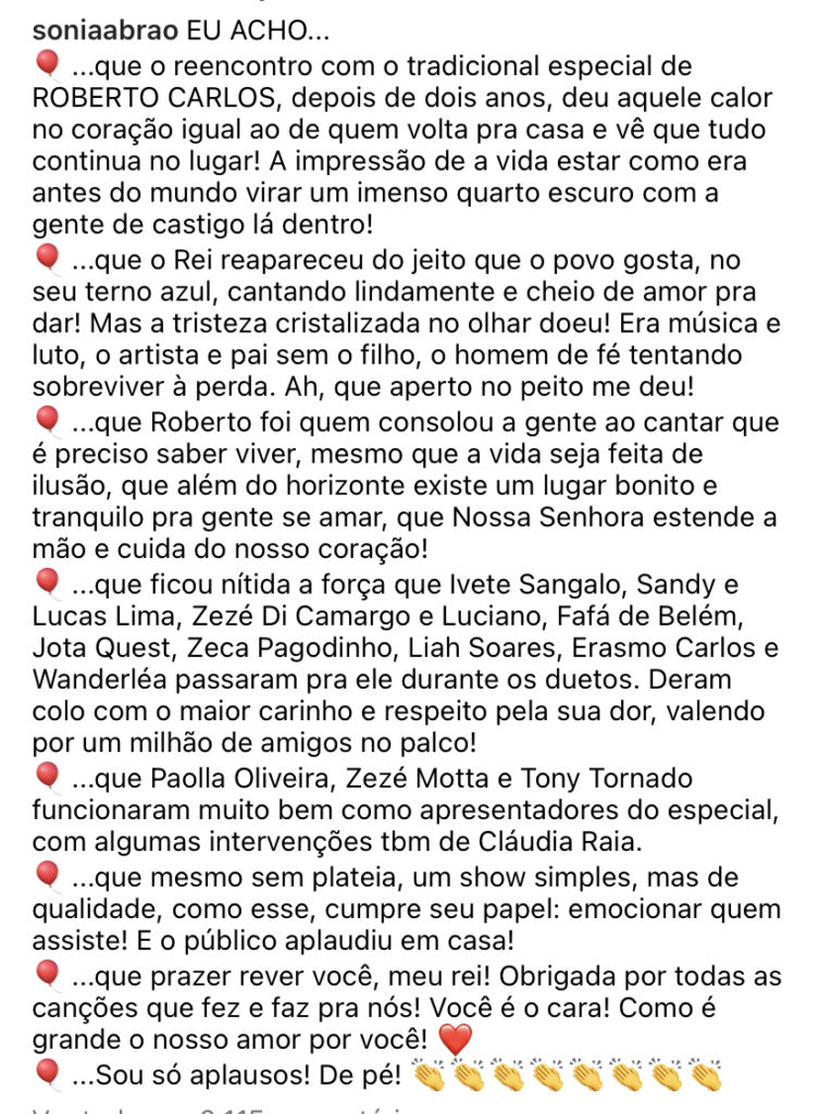 “Doeu”, Sonia Abrão vai ao chão com notícia sobre Roberto Carlos e desaba: “Que aperto no peito me deu”