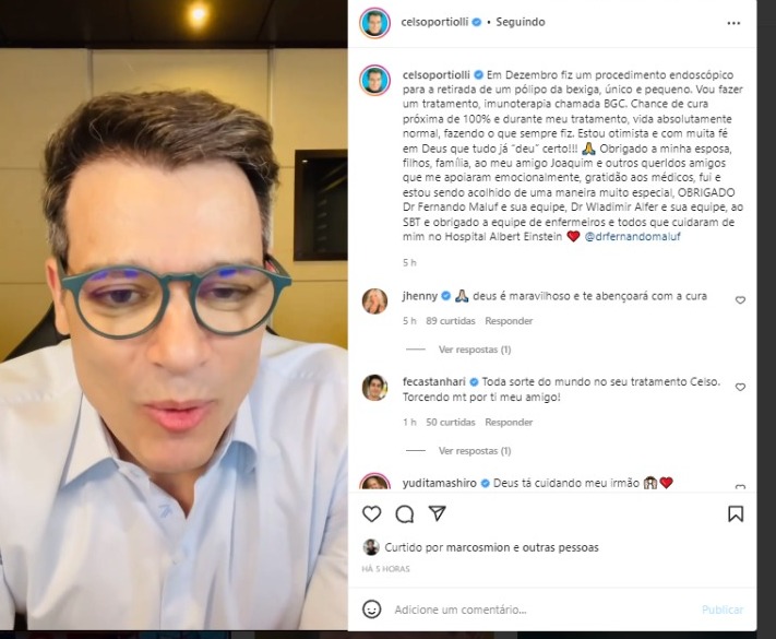 Celso Portiolli revelou o diagnóstico em seu Instagram 