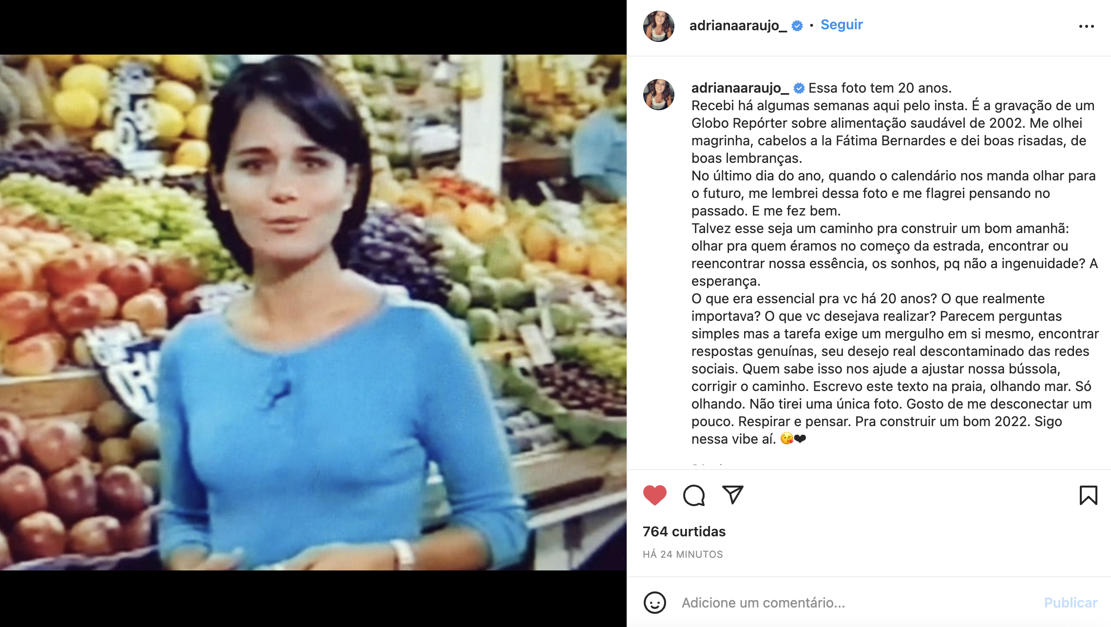 A jornalista Adriana Araújo no Instagram (Foto: Reprodução) 