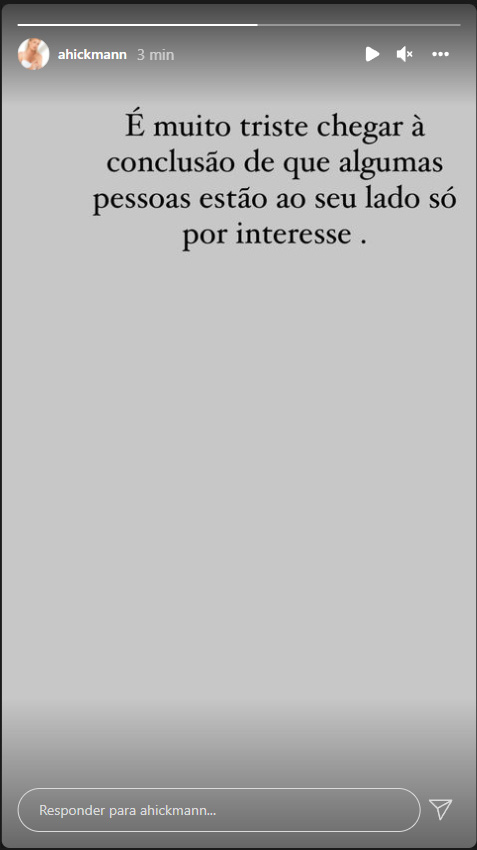 Ana Hickmann deixou uma indireta nos Storys