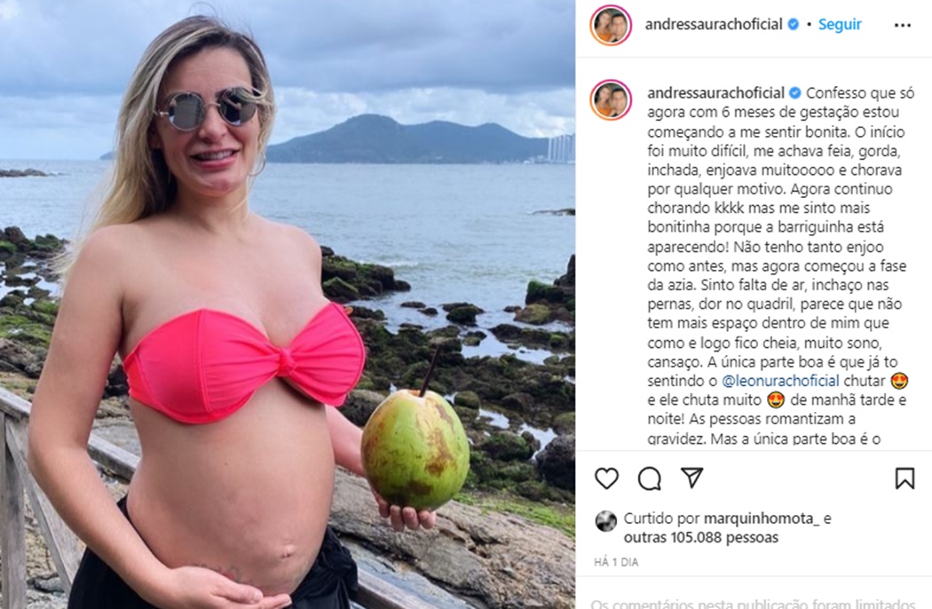 Andressa Urach expõe em legenda do seu Instagram o processo da gravidez (Foto: Reprodução/Instagram)