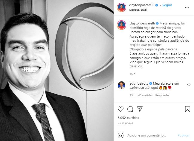 Clayton Pascarelli era apresentador do "Balanço Geral" de Manaus (Foto: Reprodução/Instagram)