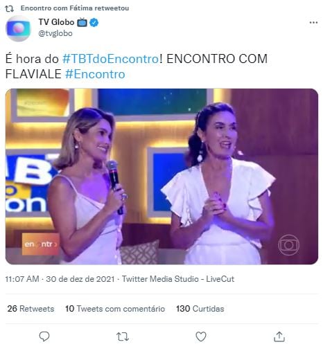 Flávia Alessandra e Fátima Bernardes no "Encontro" (Foto: Reprodução/Twitter/TV Globo)