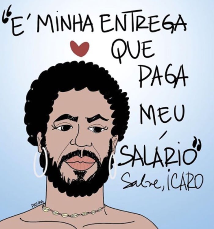 Ilustração de Ícaro Silva que a atriz Letícia Colin publicou em seu Instagram (Foto: Reprodução)