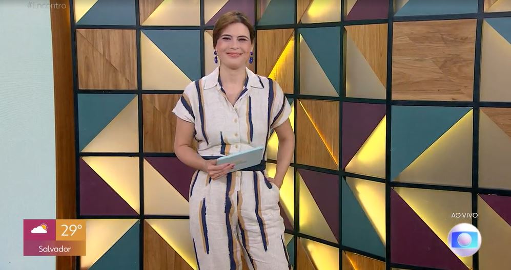 Michelle Loreto apresenta o quadro "Bem Estar" no "Encontro Com Fátima Bernardes" (Foto: Reprodução/TV Globo)