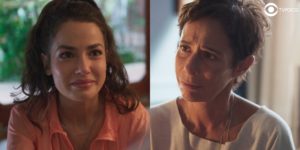 Rebeca se apavora por Cecília em Um Lugar ao Sol (Foto: Montagem/TV Foco/Reprodução/Globo)