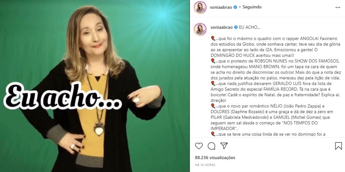 "Nada justifica", Sonia Abrão solta o verbo e detona Record por descartar Geraldo Luís: "Cadê o espírito de paz?"