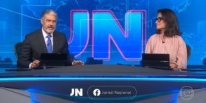 William Bonner e Renata Vasconcellos na bancada do Jornal Nacional (Foto: Reprodução / TV Globo)