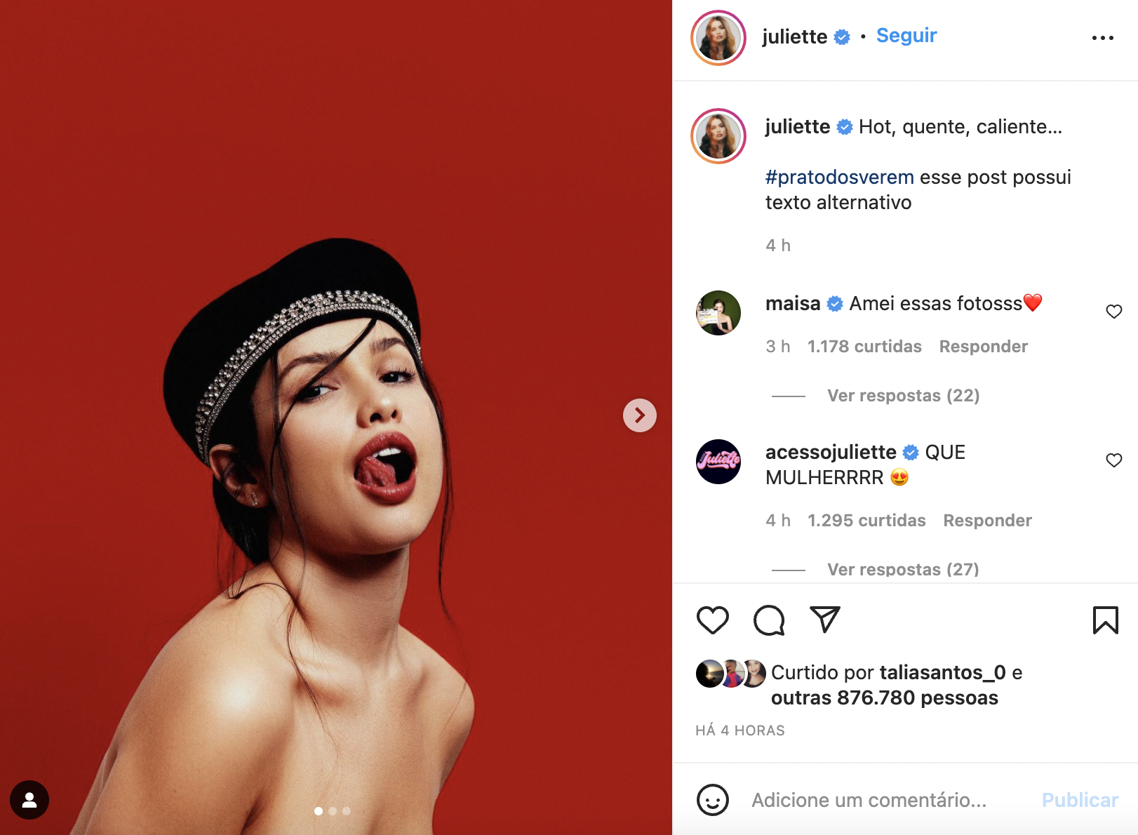 A foto picante publicada por Juliette no instagram (Foto: Reprodução) 