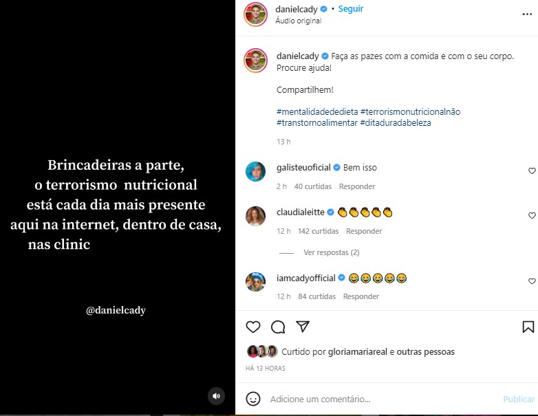 Daniel Cady rebateu aúdio de Mayra Cardi no Instagram