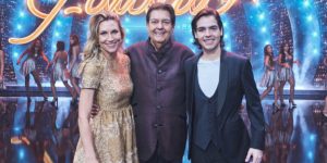 João Guilherme, Faustão e Anne Lotterman   (Foto: Band)